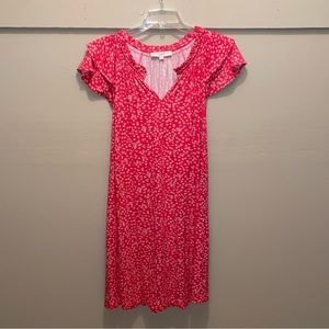 LOFT coral flutter sleeve dress. Size Large.
